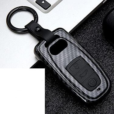 Imagem de YJADHU Capa para chave de carro com controle remoto, apto para Audi A1 A3 8P 8V 8L A4 B6 B7 B8 A5 8T A6 C5 C6 C7 A7 4G A8 4E D3 D4 TT 8N 8J MK1 MK2, A Carbono Preto