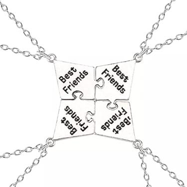 Imagem de CNBPIC 4 Peças Conjunto Pingente Colar Amizade Carta Joias Presente