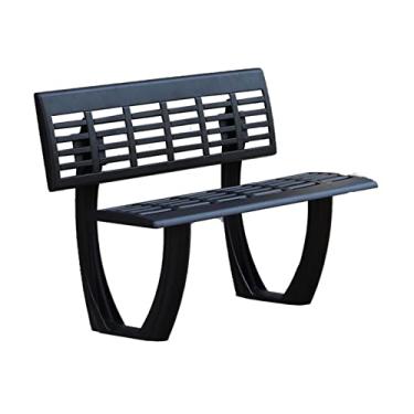 Imagem de Banco de jardim 1,2/1,5 m banco ao ar livre cadeira de parque criativa banco de metal criativo com encosto anti-ferrugem móveis ao ar livre de alumínio fundido para pátio, parque, gramado, deck (preto) bancos externos (tamanho: 120 cm