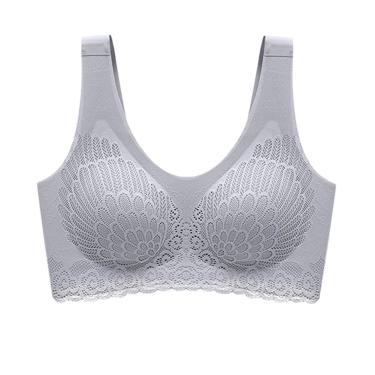 Imagem de Eugeneq, Sutiã com contorno, sem fio, 5D, sem fio, contorno, renda, respirável, roupa íntima sem costura para esportes, ioga, corrida