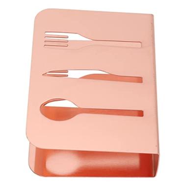 Imagem de Porta-guardanapos de Aço Inoxidável, Faca, Garfo, Padrão Recortado, Aço Inoxidável, Oco, Esculpido, Fosco, Polido, Porta-guardanapos, Independente (Rosa ouro)