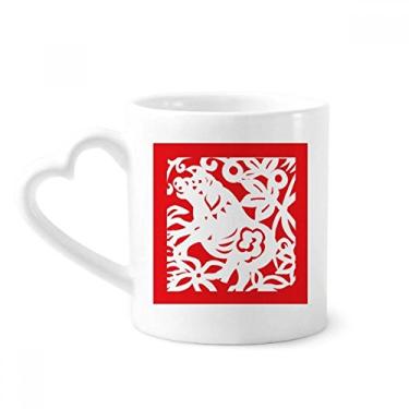 Imagem de Caneca de cerâmica de café do zodíaco da China, corte de papel, copo de coração de vidro