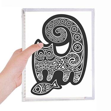 Imagem de Caderno com estampa de peixe de gato branco preto com folhas soltas diário recarregável