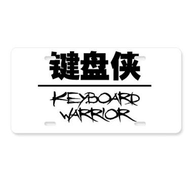 Imagem de DIYthinker Etiqueta de aço inoxidável para decoração de placa de licença de teclado guerreiro com citação