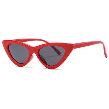Imagem de Óculos de sol feminino Kimorn Cat Eye K0566 Kurt Cobain, Red&black, One Size Fits All