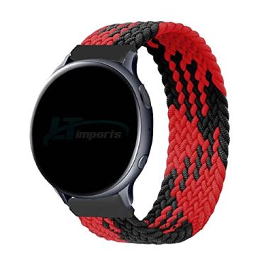 Imagem de Pulseira 20mm Trançada Elastica LTimports, compativel com Galaxy Watch 3 41mm - Active 2 44mm - Active 40mm - Galaxy Watch 42mm - GTS 2/3/4 - BIP 2/3/S/L (Vermelho/Preto [Tam. P] (Pulso 175 até 185mm))