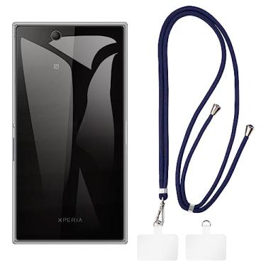 Imagem de Shantime Capa Sony Xperia Z Ultra XL39H + cordões universais para celular, pescoço/alça macia de silicone TPU capa protetora para Sony Xperia Z Ultra XL39H (6,4 polegadas)