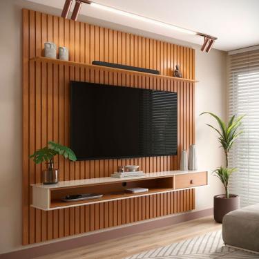 Imagem de Painel para TV até 75 Polegadas Detroit Nature e Off White 250x230 cm