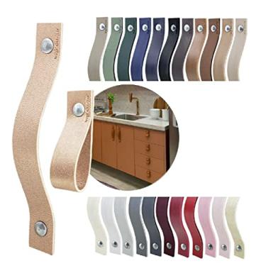 Imagem de Puxador Alça Full Parafuso para Móveis Armário Guarda Roupa Gaveta Porta Baús Caixas Bandeja Cesto Tábua Cor Textura de Couro (Rose Gold)