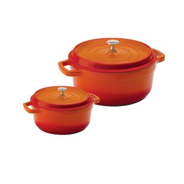 Imagem de Kit Conjunto Caçarola Hercules Revestimento Ceramico Indução Laranja 3L + 6,8L