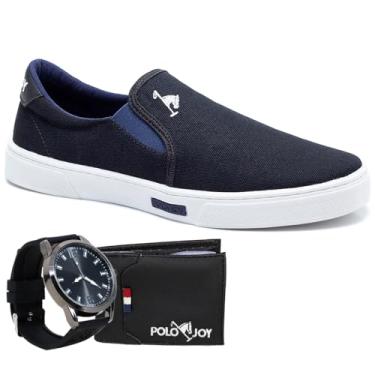 Imagem de Kit Sapatênis Iate com Relógio e Carteira Casual Confort Preto 45