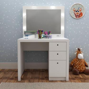 Imagem de Penteadeira Infantil com Espelho Valência Espresso Móveis Branco