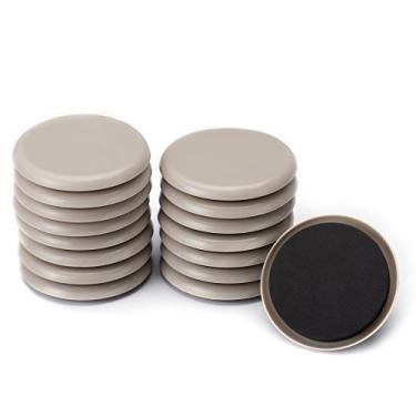 Imagem de CO-Z Deslizantes para móveis, pacote com 16 sliders para pernas de móveis, almofadas móveis de 3,5 polegadas, almofadas móveis de carpete de 3,5 polegadas, protetores de chão para cadeira resistentes, porta-copos para piso de madeira, deslizadores redondos reutilizáveis