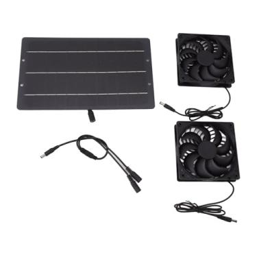 Imagem de Kit de ventilador de painel solar de 10W, exaustor duplo solar montado na parede, ventilador de refrigeração solar para galinheiro, galpão, casa de animais de estimação