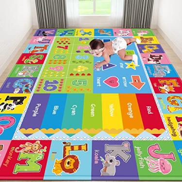Imagem de LTKOUGFAM Tapete infantil para sala de jogos, tapetes educativos ABC para sala de aula, tapete de brinquedo pré-escolar para crianças, bebês, tapete grande macio para quarto de menino e menina (295 x