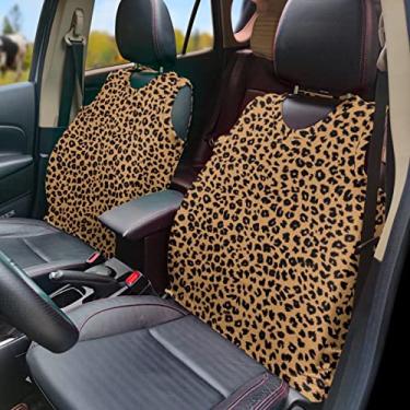Imagem de GOSTONG Conjunto de 2 coletes de capa de assento de carro com estampa de leopardo e acessórios para automóveis, protetores de almofada, ajuste universal, serve