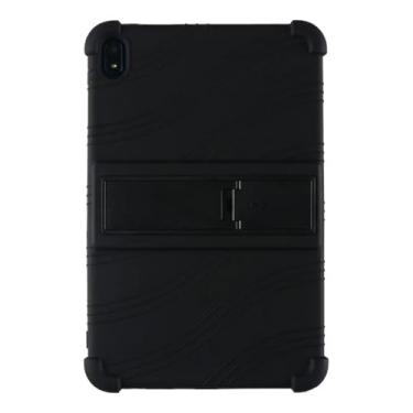 Imagem de Capa para Nokia T20 TA-1392 10,36 capa à prova de choque infantil segura de silicone portátil com suporte para tablet Nokia T10#S (preta, para Nokia T20)