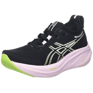 Imagem de ASICS Tênis de corrida feminino Gel-Nimbus 26, Preto/limão neon, 36