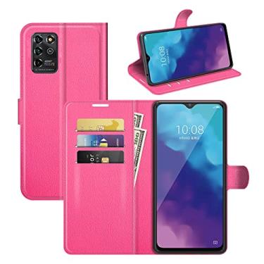 Imagem de Capa para ZTE Blade V30 Vita, capa ZTE V2022, couro PU com suporte para cartão de crédito, carteira fina com suporte, capa protetora para ZTE Blade V30 Vita/ZTE V2022 (rosa choque)