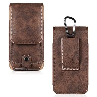 Imagem de Bolsa de couro capa de telefone para iPhone XS 11 Pro Max 6 7 8 Plus Bolsa de cintura Capa de coldre de clipe de cinto magnético para Redmi Note, marrom escuro, 6,3 polegadas