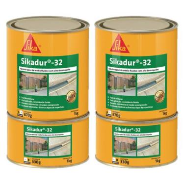 Imagem de Kit 2 Adesivo Epóxi Premium Cola Tudo Sikadur 32 1kg (a+b)