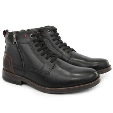 Imagem de Bota Casual Coturno Couro Masculino Atacador Cano Curto Zíper Lateral 
