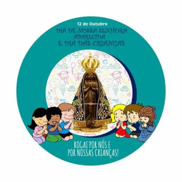 Imagem de Painel de Tecido Sublimado Redondo Nossa Senhora Aparecida Rogai por N