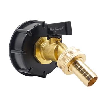 Imagem de Horiznext Conjunto adaptador de tanque e torneira IBC para tambor de água de 275 330 galões, encaixe de plástico de rosca grossa de 5,08 cm, válvula de mangueira de jardim de latão dentro de 5/20.3 cm