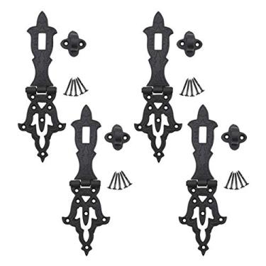 Imagem de Fechadura de ferrolho de ferro preto, 21 x 7 cm, resistente à ferrugem, fechaduras de segurança para armários, portão de celeiro ou portas de garagem da Renovators Supply Manufacturing Pacote com 4