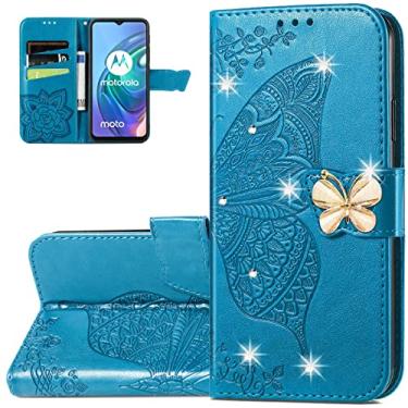 Imagem de Monwutong Capa carteira para Motorola G30, capa para Moto G20, capa para Moto G10, capa de couro PU com padrão de borboleta 3D com fecho magnético e slots de cartão de dinheiro para Moto G30/G20/G10,