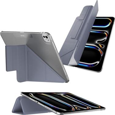 Imagem de MAGEASY Capa para iPad Pro de 13 polegadas – Capa fólio com suporte multidobrável, suporte para Apple Pencil, resistente a manchas, compatível com iPad Pro de 13 polegadas (2024, M4) - FACET | Azul do