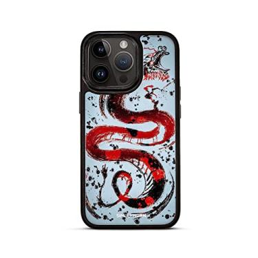 Imagem de SIMPLYMDRN Capa resistente para iPhone 14 Pro - Design Fera - Capa legal para homens - Capa Dragon Art - Fina e flexível (Dragon X2 Hard Black)