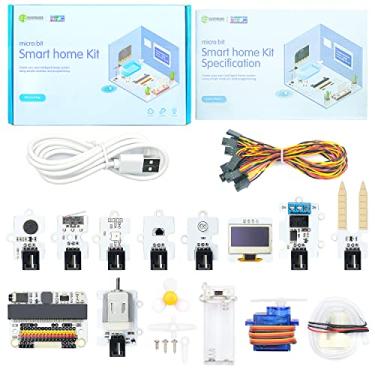 Imagem de Elecfreaks Microbit Kit de casa inteligente para crianças Microbit Sensor Starter Kit Polvo Series Sensor, DIY Programação STEM Kit com Módulos Eletrônicos de Codificação Básico e Tutorial Wiki (sem Micro:bit)