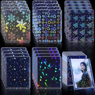 Imagem de 24 Pcs Hard Plastic Photocard Sleeves Top Loaders Idol Photo Card Sleeves 97x77mm Laser Flashing Holographic Trading Card Protector for Baseball Football Sport Game