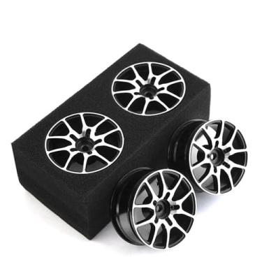 Imagem de Chanjorlin 1/10 RC On Road Drift Wheels Rims Hex 12mm Metal Rally Racing Hubs for 1:10 Scale Touring Street Car Tires Tyres Tamiya TT01 TT02 HSP 2S 3S Brushless HPI KYOSHO XV02 XV01 4PCS (Black)