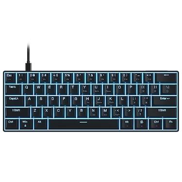 Imagem de OUTEMU USB Teclado Mecanico de 61 Teclas com Fio Retroiluminado por LED Suporta Hot Swap Interruptor Azul/Interruptor Vermelho/513(Preto,Blue Switch)