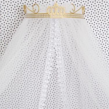 Imagem de Mosquiteiro Berco Bebe Com Dossel Rococo Coroa Dourado - Amora Casa