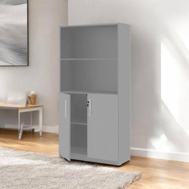 Imagem de Armário Estante Com Prateleiras Lumiere Cinza