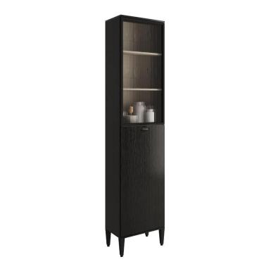 Imagem de Paneleiro 1 Porta + 1 Porta De Vidro 5 Prateleiras Lótus Carraro Preto