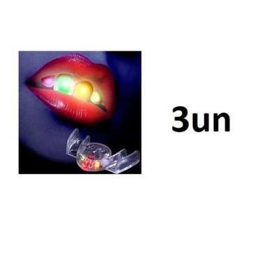 Imagem de Kit 3 un Luz piscante p/ boca peça brilhante festa rave tik tok carnav