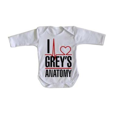 Imagem de body nenê criança roupa bebê manga longa I love Greys Anatomy - Empóri