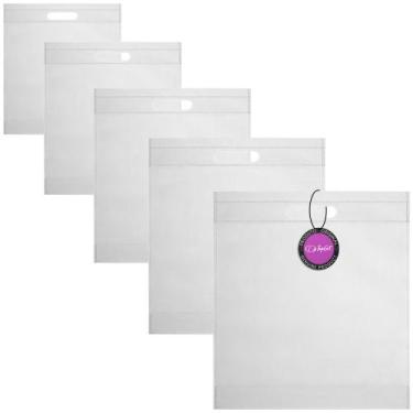 Imagem de Kit 5x Sacolas em TNT Premium Termo Selada 35x39cm Nice TopGet, Branco