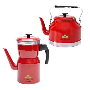 Imagem de Kit Bule Com Chaleira Grande Chá Café Leite Em Alumínio - TERRA LAR, V