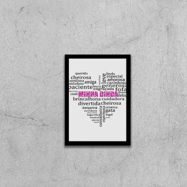 Imagem de Quadro Minha Dinda Qualidades Coração Branco 33x24cm - com vidro - Qua
