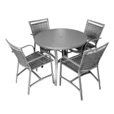 Imagem de Conjunto Mesa Redonda 1,00 Com 4 Cadeiras Betta Em Alumínio Área Externa Preto