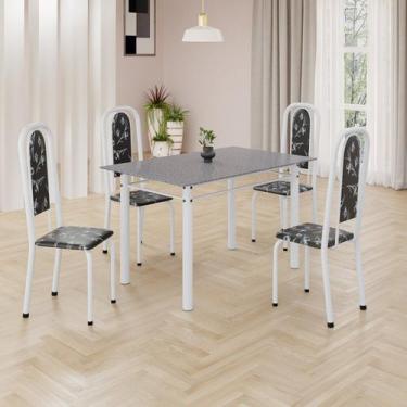 Imagem de Conjunto de Mesa Retangular 120x75cm Tampo Granito Ocre 4 Cadeiras Lav