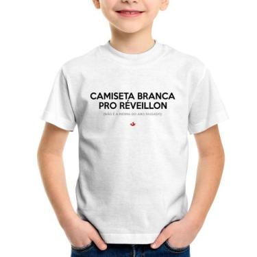 Imagem de Camiseta Infantil Camiseta Branca de Réveillon - Foca na Moda, Branco,