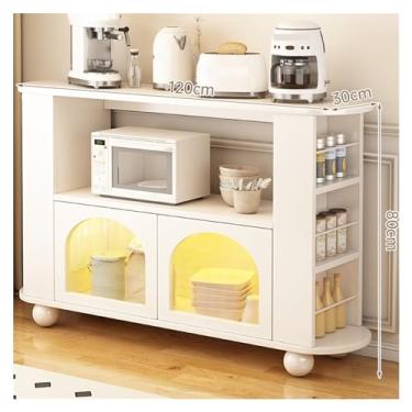 Imagem de LICONG-2020 Armário de mesa Aparador de jantar contra a parede Prateleiras de aparador de casa, sala de estar, cozinha, armário de armazenamento, armário de armazenamento (120 x 30 x 80 cm)