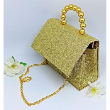 Imagem de Bolsa Infantil Mini Bag Cute alça corrente Transversal Mão Pérola Bolsinha Menina Brilhosa Glitter Blogueirinha moda