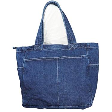 Imagem de Yunzh Bolsas de ombro jeans casuais, bolsa de lona clássica, bolsa de brim, bolsa de ombro, bolsos de viagem escolares, 1 azul, Large